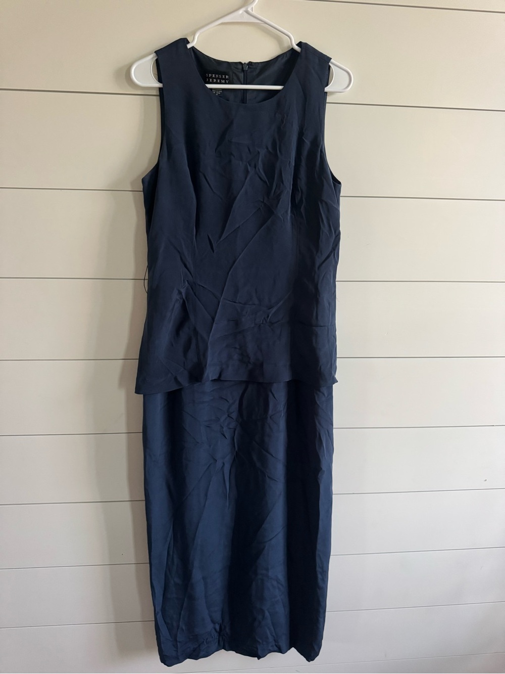 Spencer Jeremy Silk Navy Sleeveless Midi Dress